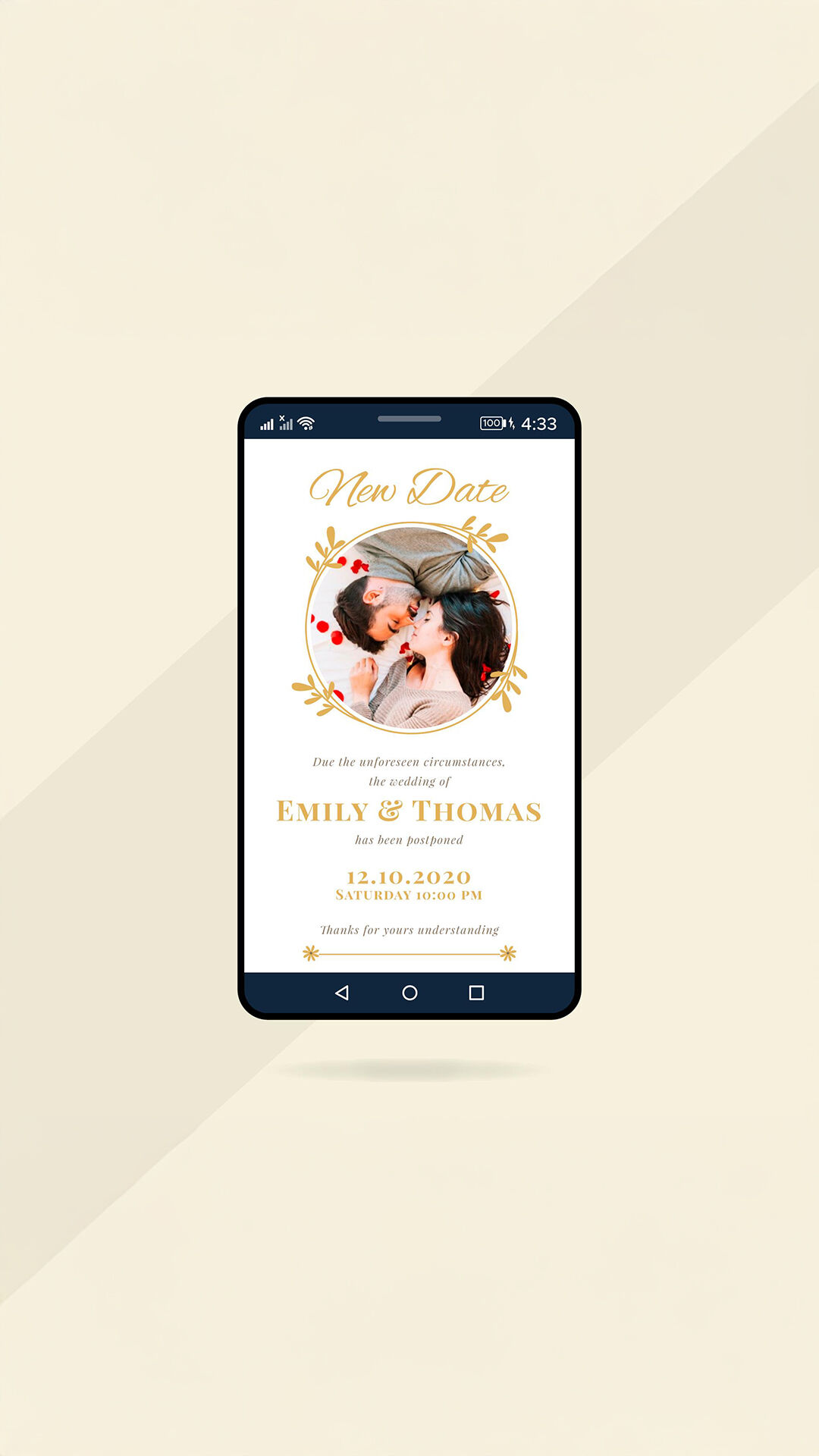 Digital Indian wedding invitation card displayed on a mobile screen.